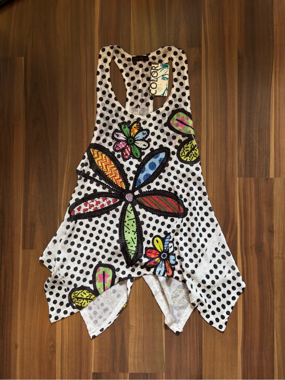 Colorful Floral Polka Dot Racerback Camisole Tank